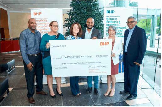 BHP donates TT$337,000 to United Way Trinidad & Tobago for Long Term Flood Relief Efforts