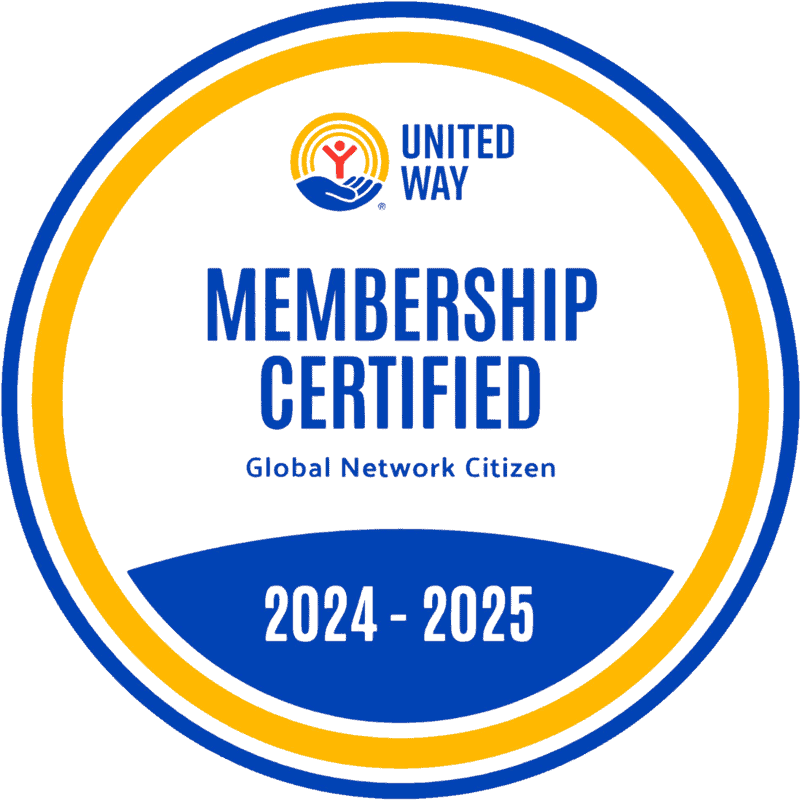 The United Way Trinidad and Tobago membership certification badge for 2024-2025, indicating active participation in community development and global network initiatives.