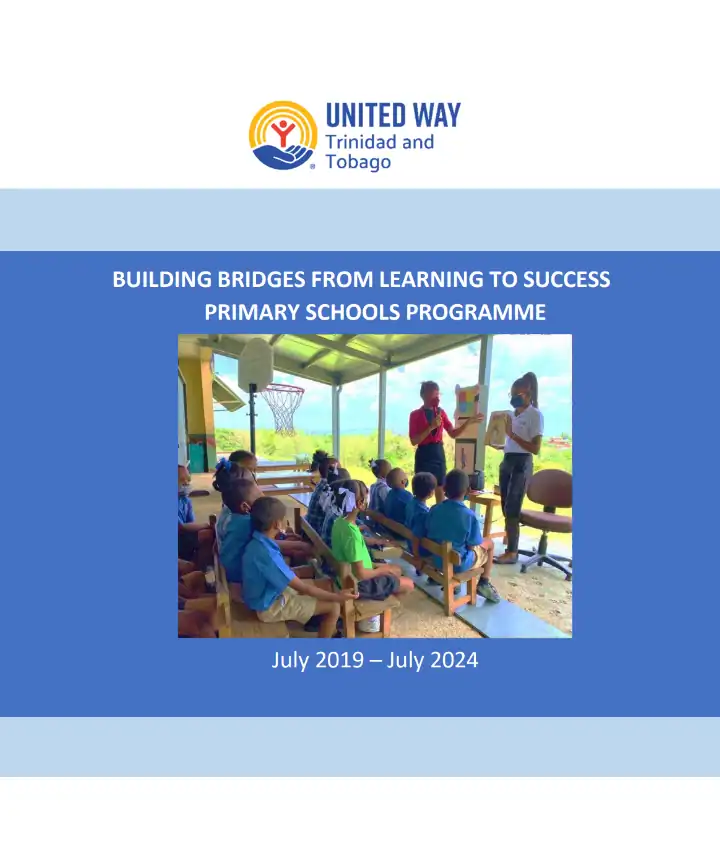 United Way Trinidad and Tobago Education Program Children participating in a primary school learning session supported by United Way Trinidad and Tobago, focusing on building educational bridges.